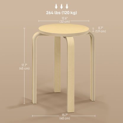 Round Stackable Chairs Set of 4, 18-Inch Backless Stacking Stools for Kitchen, Dining Room, Office, Outdoors