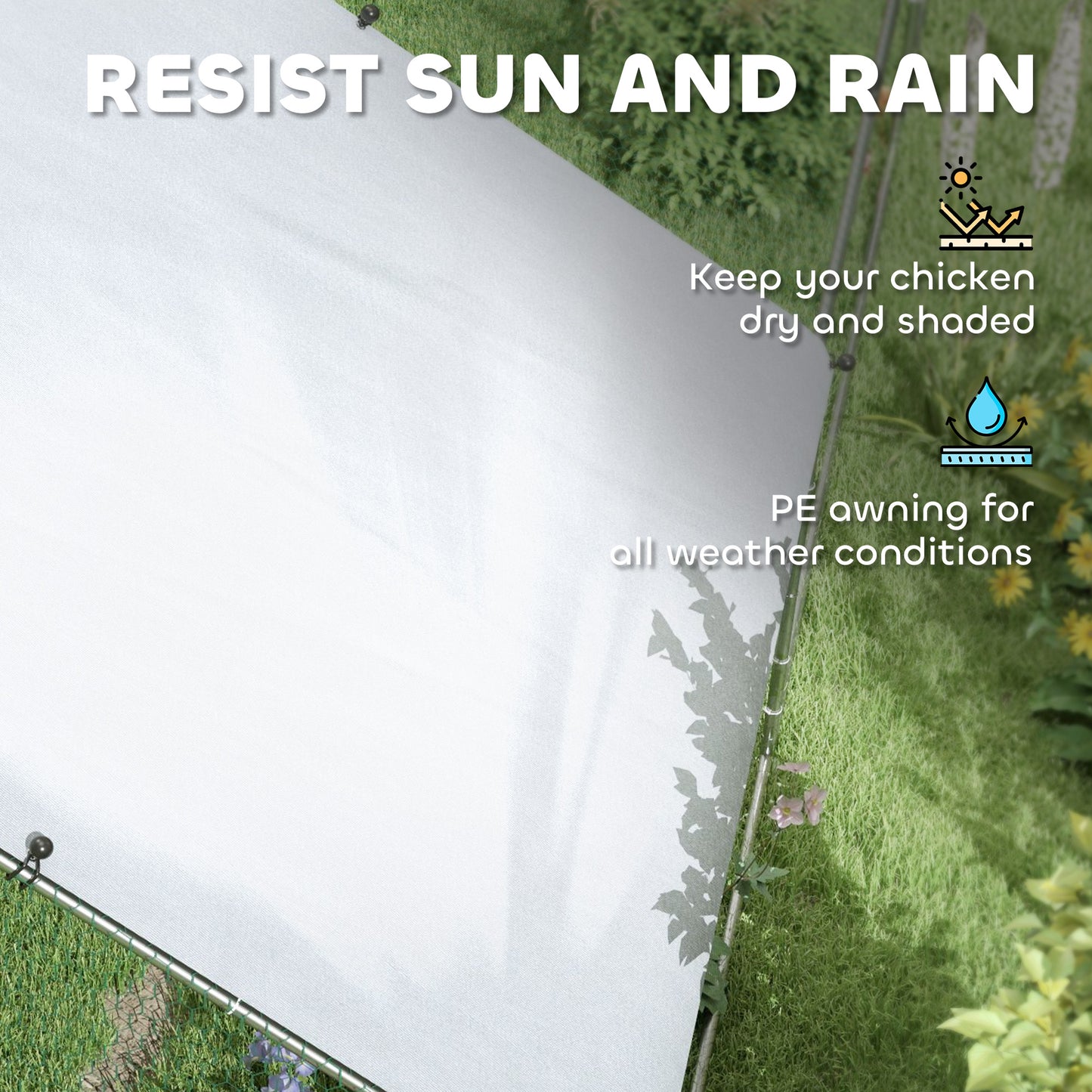 Metal Chicken Coop with Water & UV Protection Cover for Backyard Hen, Duck, Rabbit, 9.8' x 32.8' x 6.4'