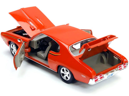 1969 Pontiac GTO Judge Orange with Stripes 1/24 Diecast Model Car by Motormax