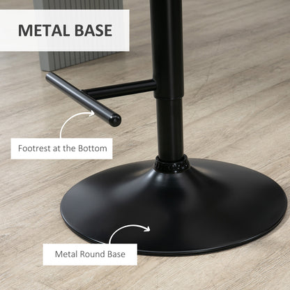 Modern Bar Stools PU Leather Set of 2 Swivel Bar Height Barstools Chairs with Adjustable Height, Round Heavy Metal Base 