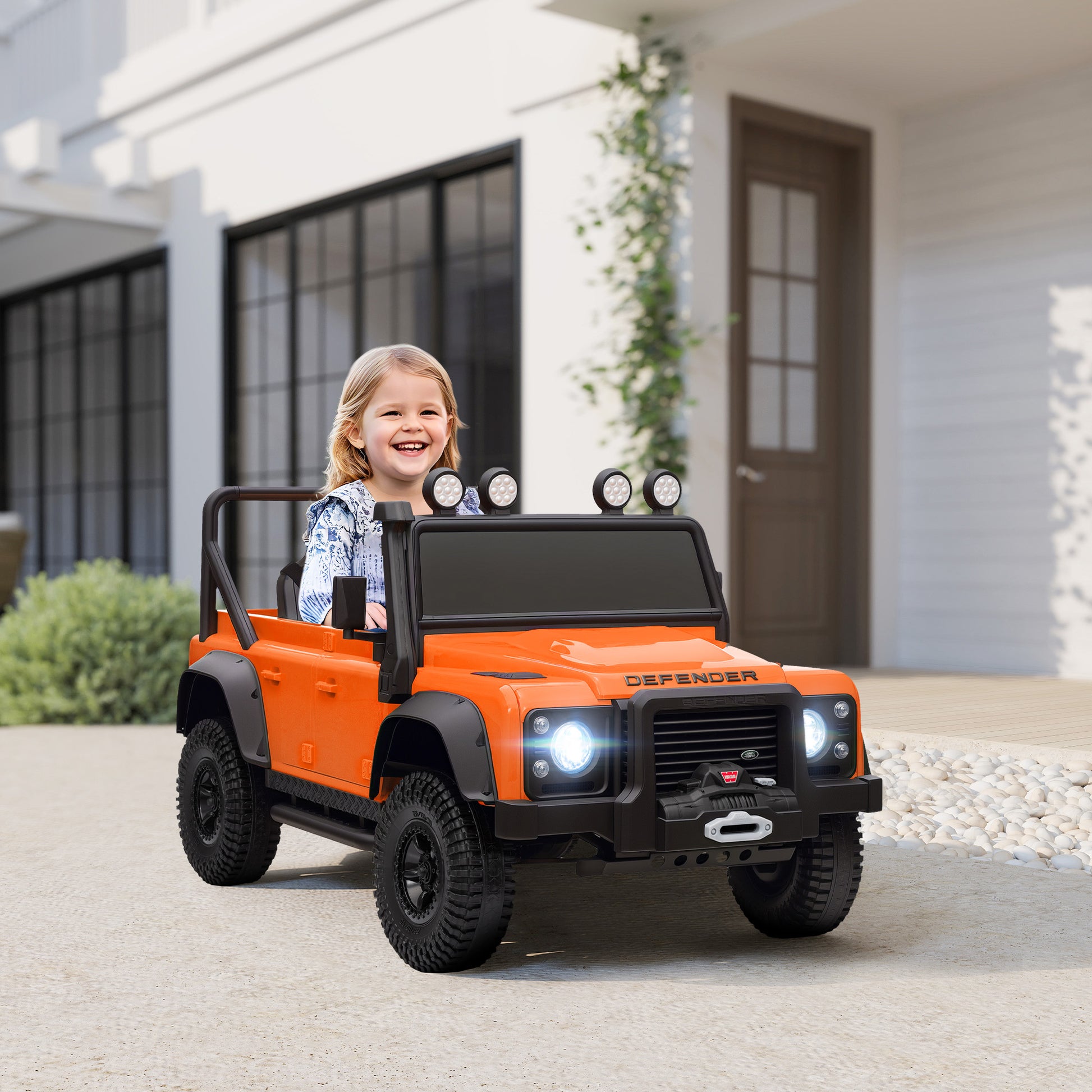 Qaba Land Rover Licensed Kids Ride on Truck with Remote Control, Spring Suspension, LED Lights, 3 Speed for Ages 3-5, Or