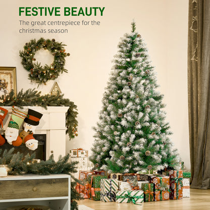 6ft Snow Flocked Artificial Christmas Tree, Unlit Full Fir Tree with Automatic Open, 800 Realistic Branches and 61 Pine 