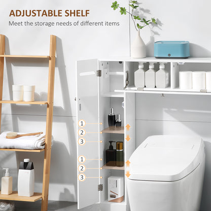 Over the Toilet Storage Cabinet, Freestanding Bathroom Organizers Cabinet with Flip Up Door and Adjustable Shelves for L