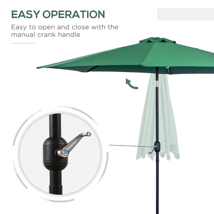 10' x 8' Round Market Umbrella, Patio Umbrella with Crank Handle and Tilt, Outdoor Parasol for Garden, Bench, Lawn, Gree