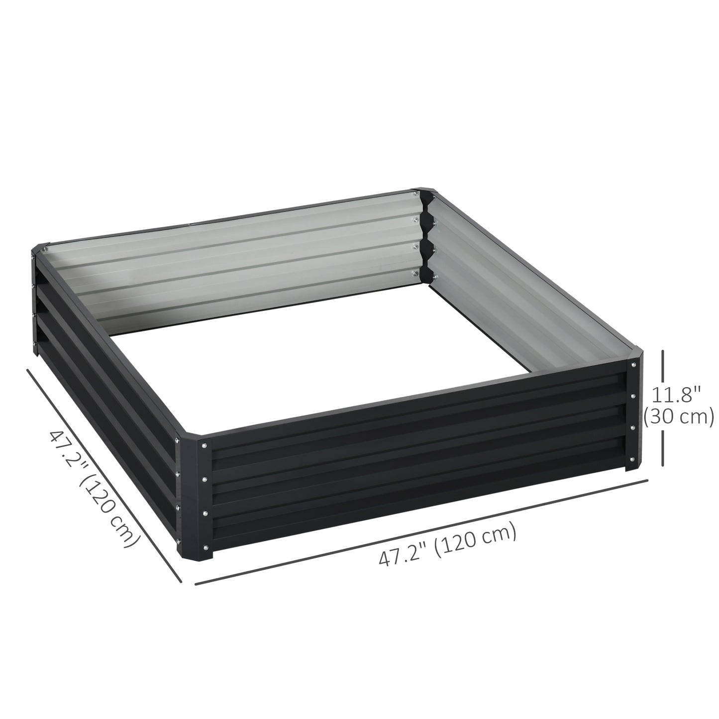 4' x 4' x 1' Raised Garden Bed Galvanized Steel Planter Box for Vegetables, Flowers, Herbs, Grey