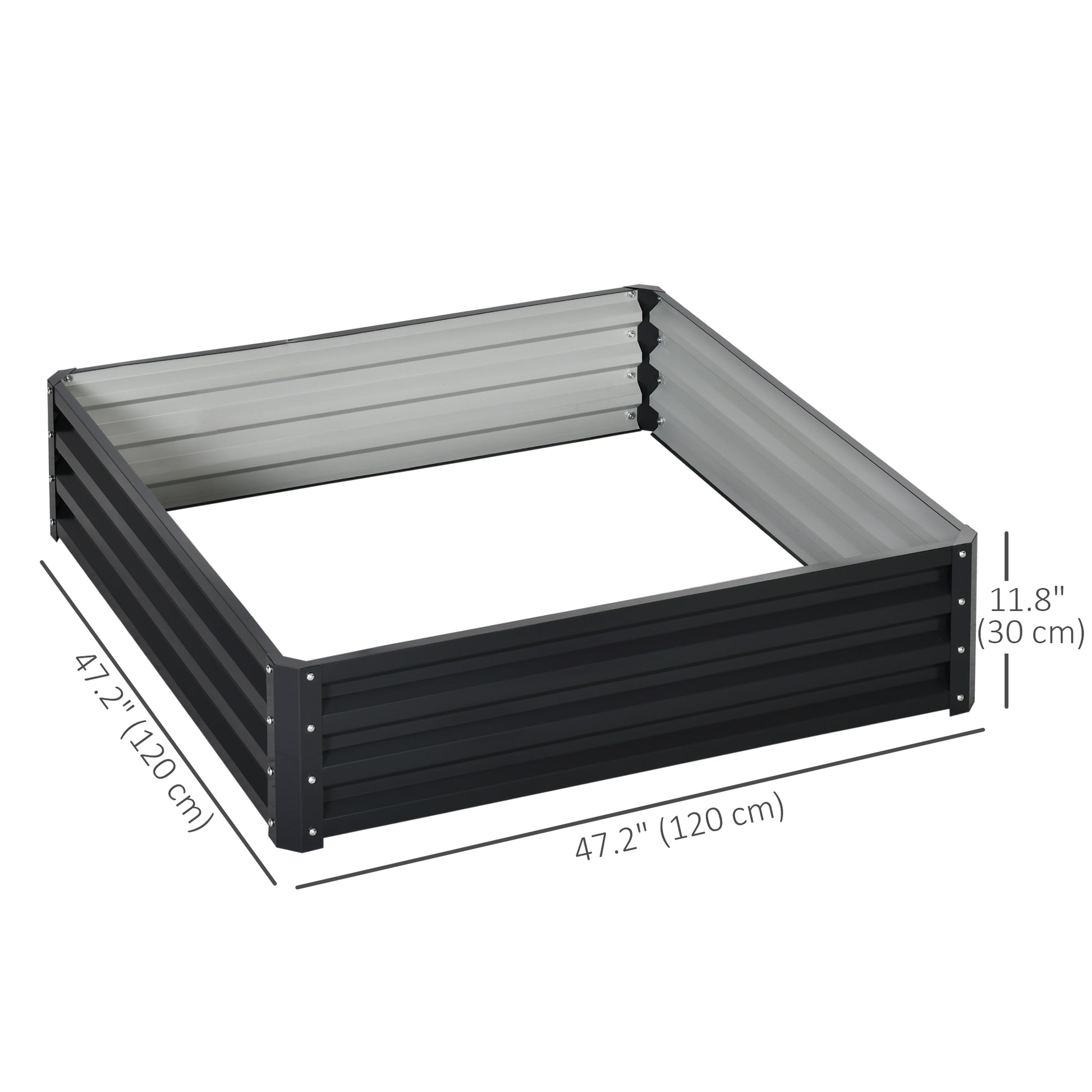 4' x 4' x 1' Raised Garden Bed Galvanized Steel Planter Box for Vegetables, Flowers, Herbs, Grey