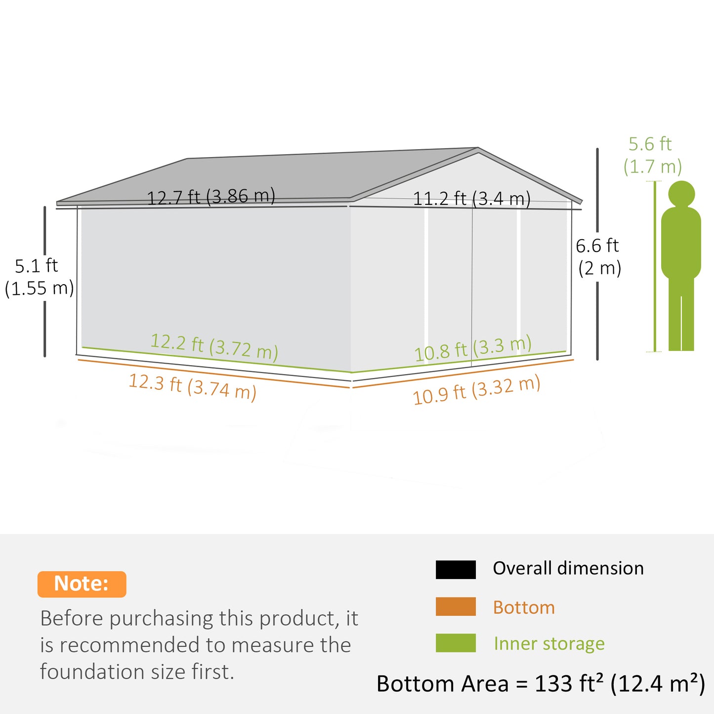 11' x 13' Outdoor Metal Storage Shed Large Tool House with Weatherproof Construction, Vent, Foundation Kit, Brown
