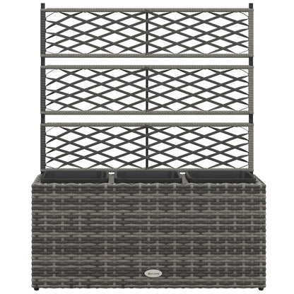 Wicker Raised Garden Bed with Trellis, 42" Tall Outdoor Planter Box, Mixed Grey