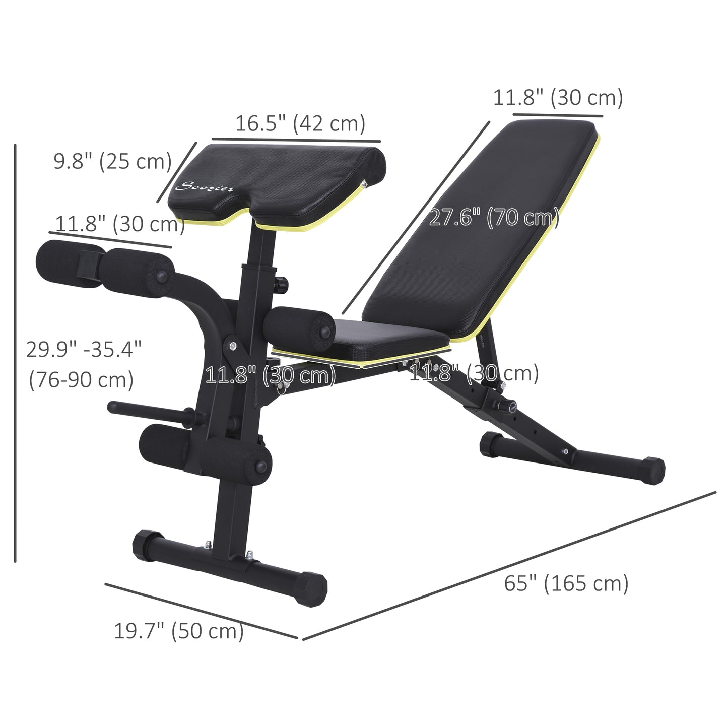 Soozier Adjustable Weight Bench, Sit Up Dumbbell Bench, Multi-Functional Purpose Hyper Extension Workout Bench with Adju