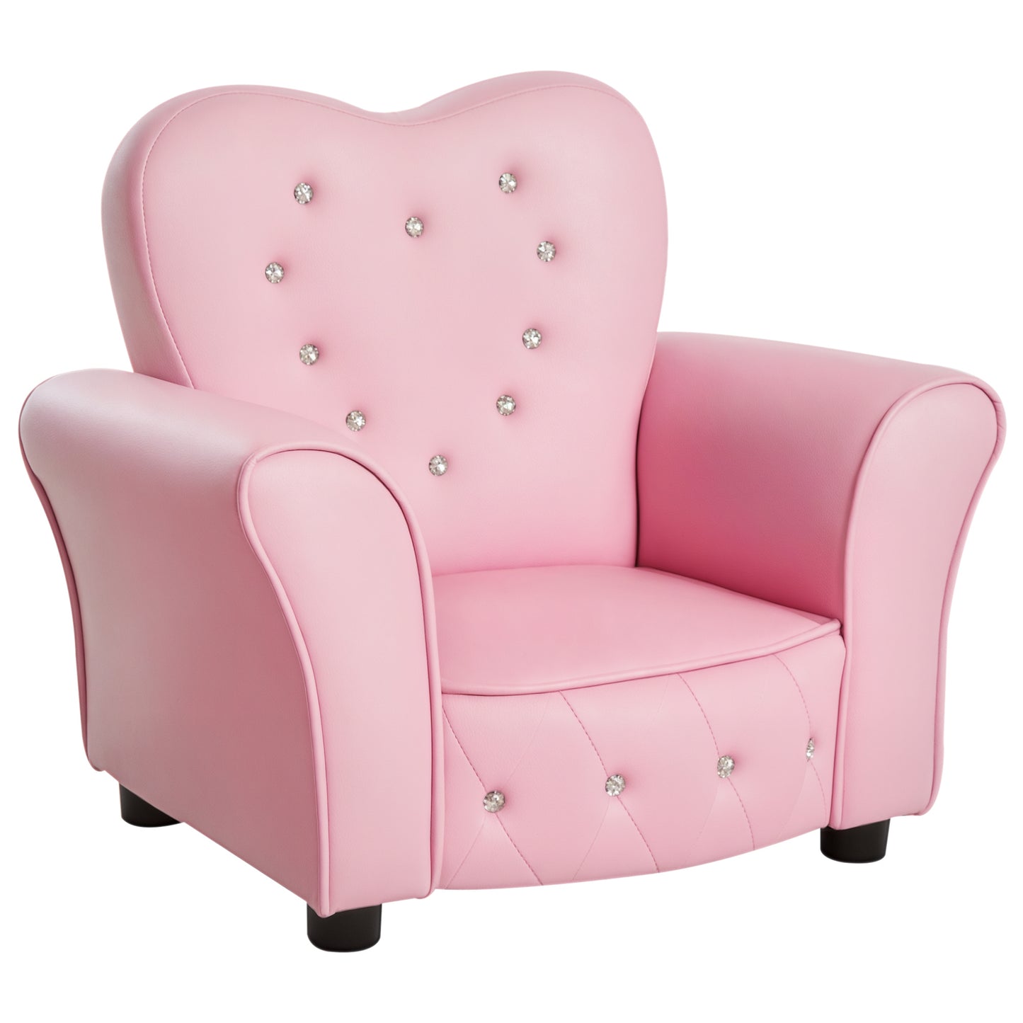 Qaba Kids Mini Princess Sofa Toddler Chair Children Upholstered Tufted Armchair Activity Couch Reclining Seat Boys Girls