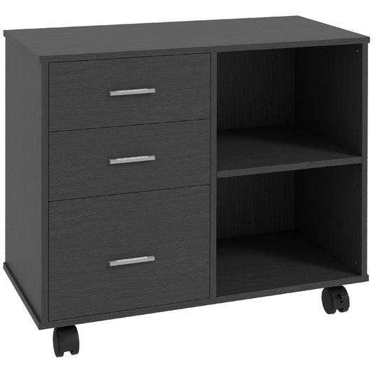 Modern Lateral Filing Cabinet, 3 Drawer File Cabinet for Letter and A4 Size Documents, Mobile, Printer Stand with Open S