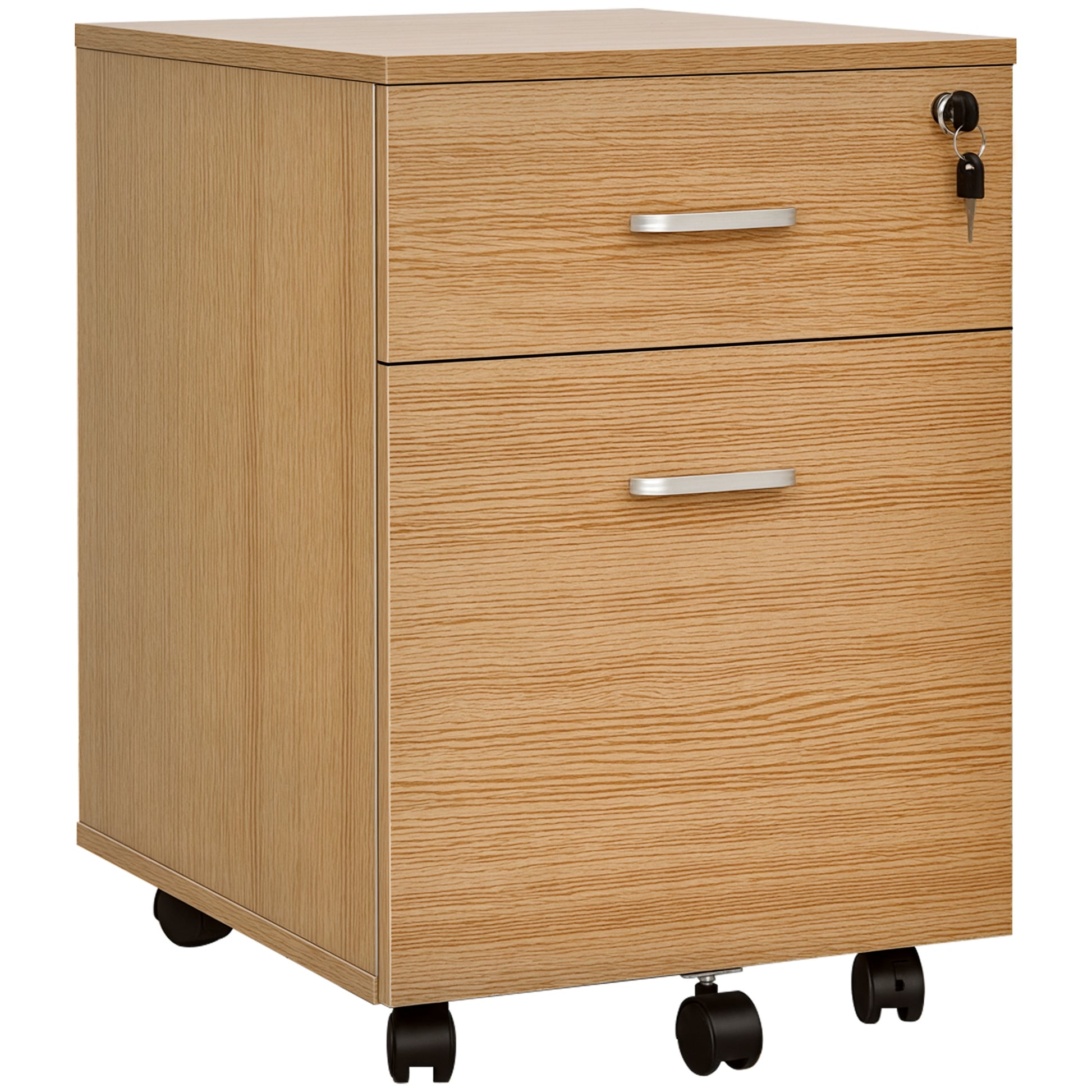 2 Drawer File Cabinet with Lock and Keys, Mobile Vertical Filing Cabinet with Wheels and Drawers, Home Office Cabinet, N