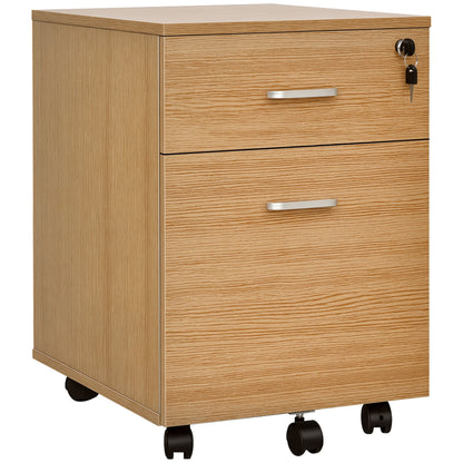2 Drawer File Cabinet with Lock and Keys, Mobile Vertical Filing Cabinet with Wheels and Drawers, Home Office Cabinet, N