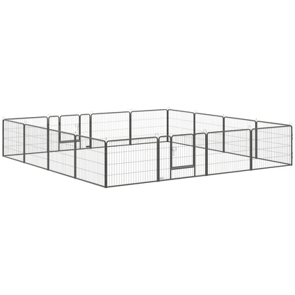 Heavy Duty Dog Playpen, 16 Panels Pet Playpen Dog Fence, Portable Puppy Exercise Pen, with 2 Doors Locking Latch, Outdoo