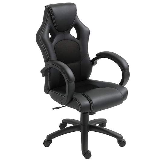 Racing Gaming Chair Office Chair Computer Desk Gamer Chair with Swivel Wheels, Padded Headrest, Tilt Function, Black