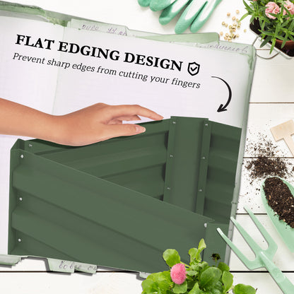 Galvanized Planter Box, Outdoor Raised Garden Bed with 4-Tier Trellis Tomato Cage for Climbing Vines, Vegetables, Green