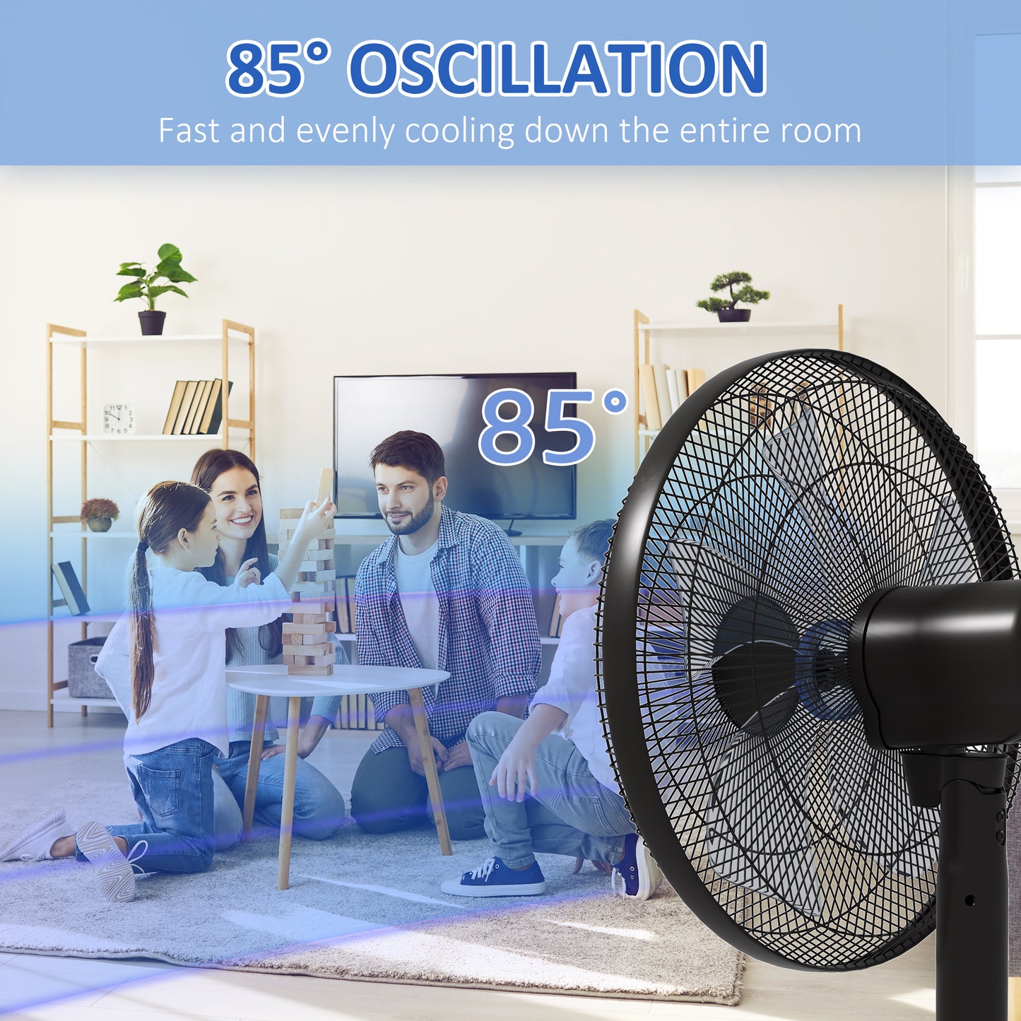 Floor Standing Fan with Remote Control, Oscillating, LED Screen, Stand Up Cooling Fan, Tall Pedestal Electric Fan for Ho