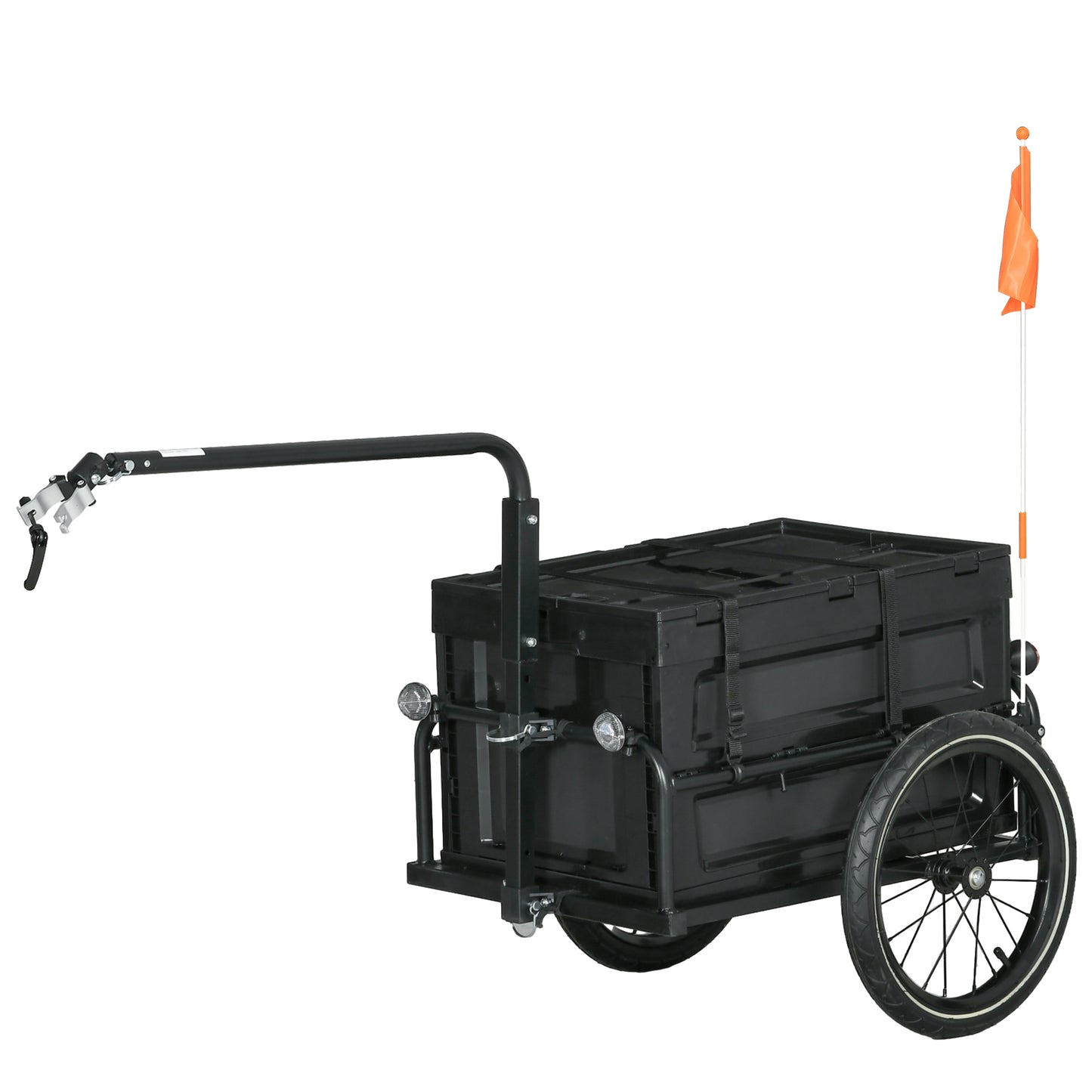 VarietyKart Steel Trailer for Bike, Bicycle Cargo Trailer with Foldable Storage Box and Safe Reflectors, Max Load 88LBS,