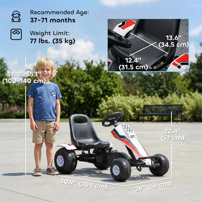 VarietyKart Kids Pedal Go Kart Children Racing Style Ride on Car with Adjustable Seat, Plastic Wheels, Handbrake and Shi