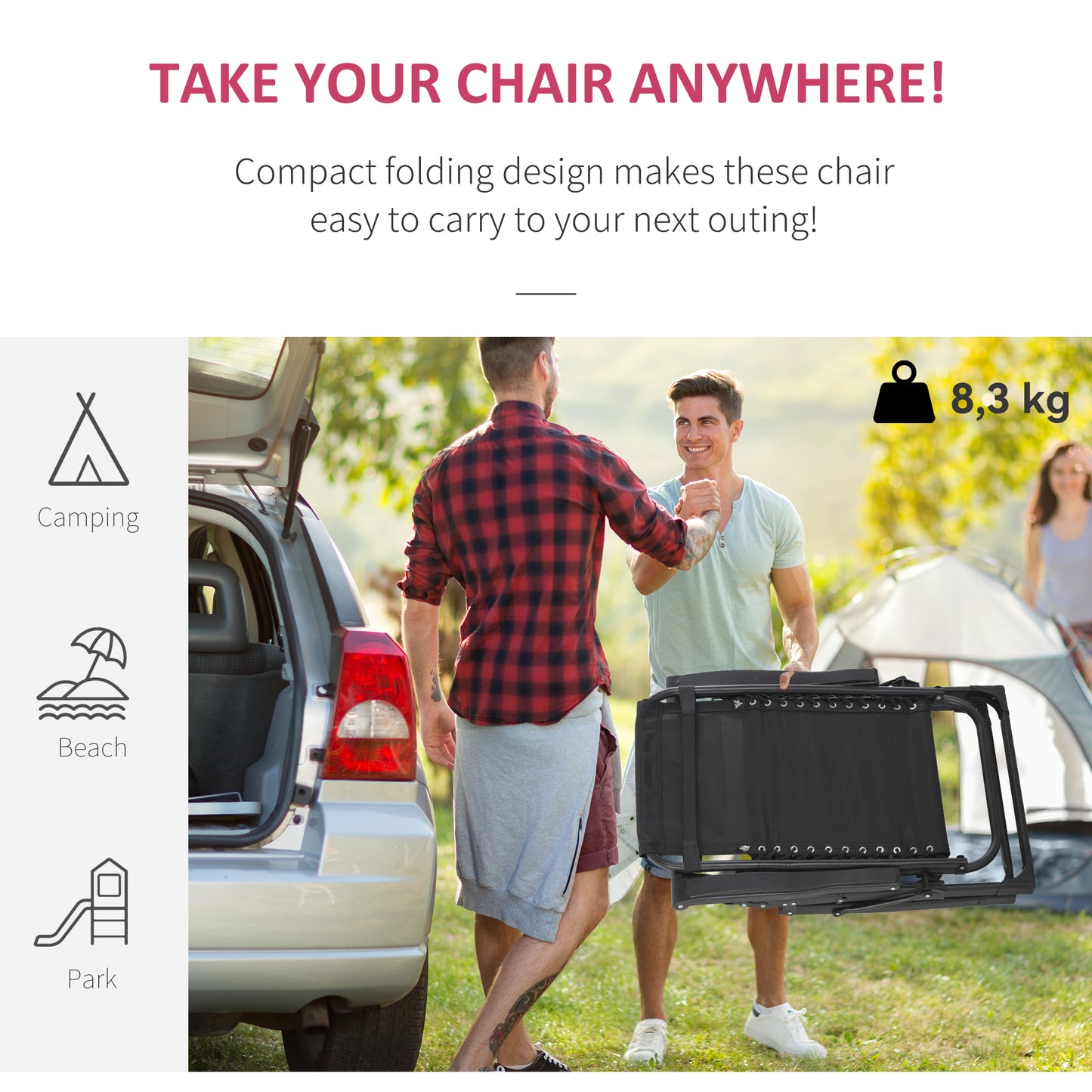 Reclining Zero Gravity Chair with Adjustable Backrest, Folding Garden Sun Lounger, Outdoor Recliner with Removable Cushi