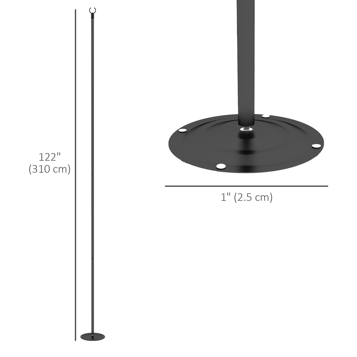 2 Pack of 10' String Light Poles, Steel Hanging Lighting Stand for Patio, Backyard, Deck, Wedding, Party, Black