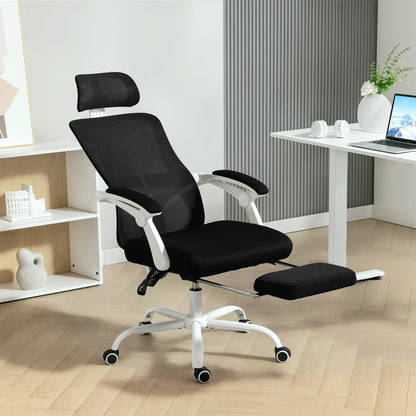 Ergonomic Office Chair, Mesh Reclining Desk Chair with Adjustable Lumbar Support, Headrest, Black
