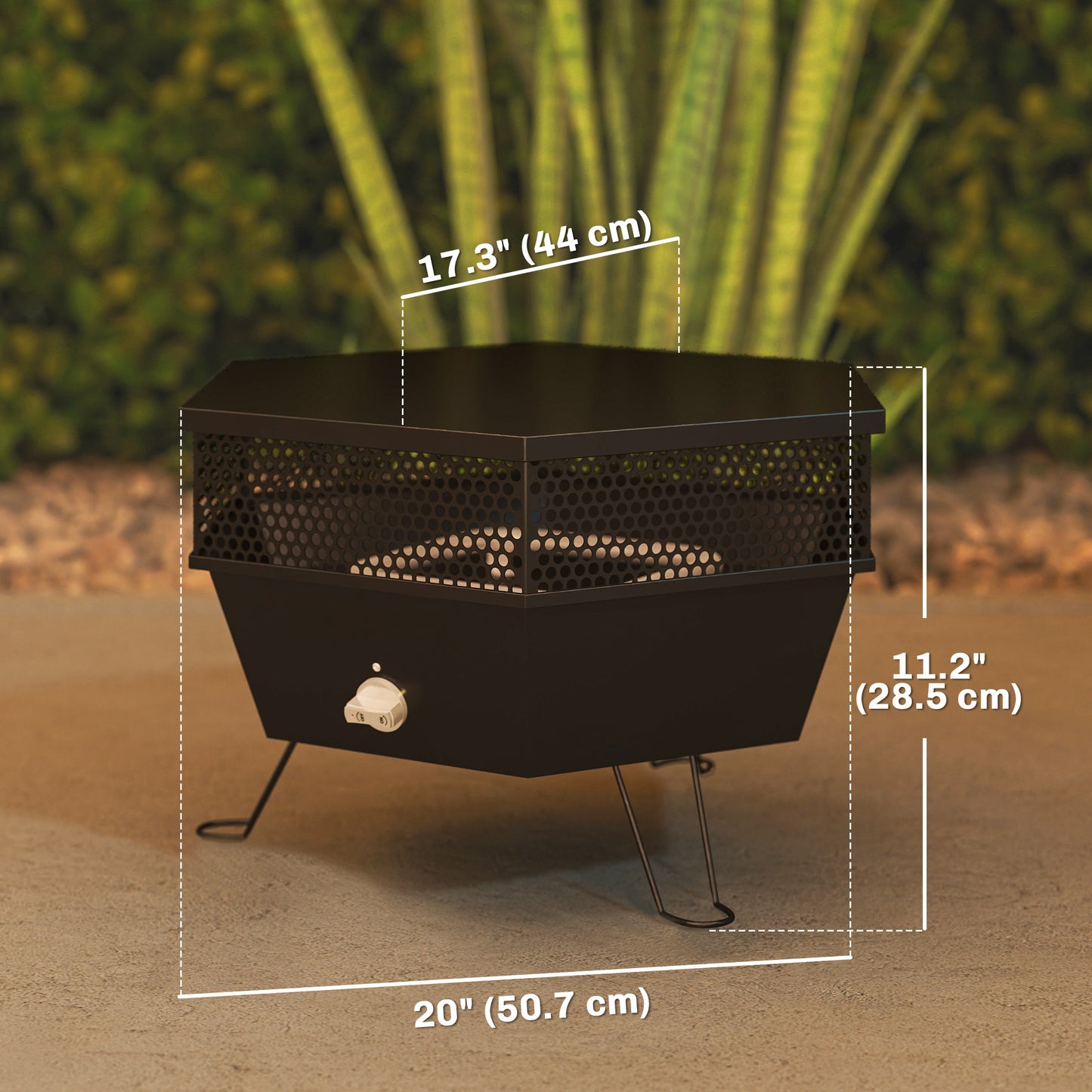 20" Outdoor Fire Pit, Foldable Propane Firepits with Lid, Portable Firepit for Patio Backyard Camping, Black