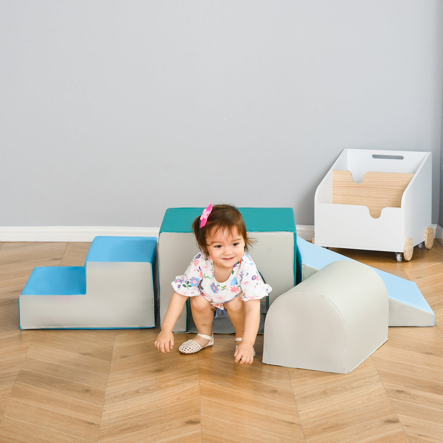 Qaba Foam Climbing Blocks for Toddlers, Kids Modular Play Set for Baby Children, Soft Play Equipment for Crawling Slidin