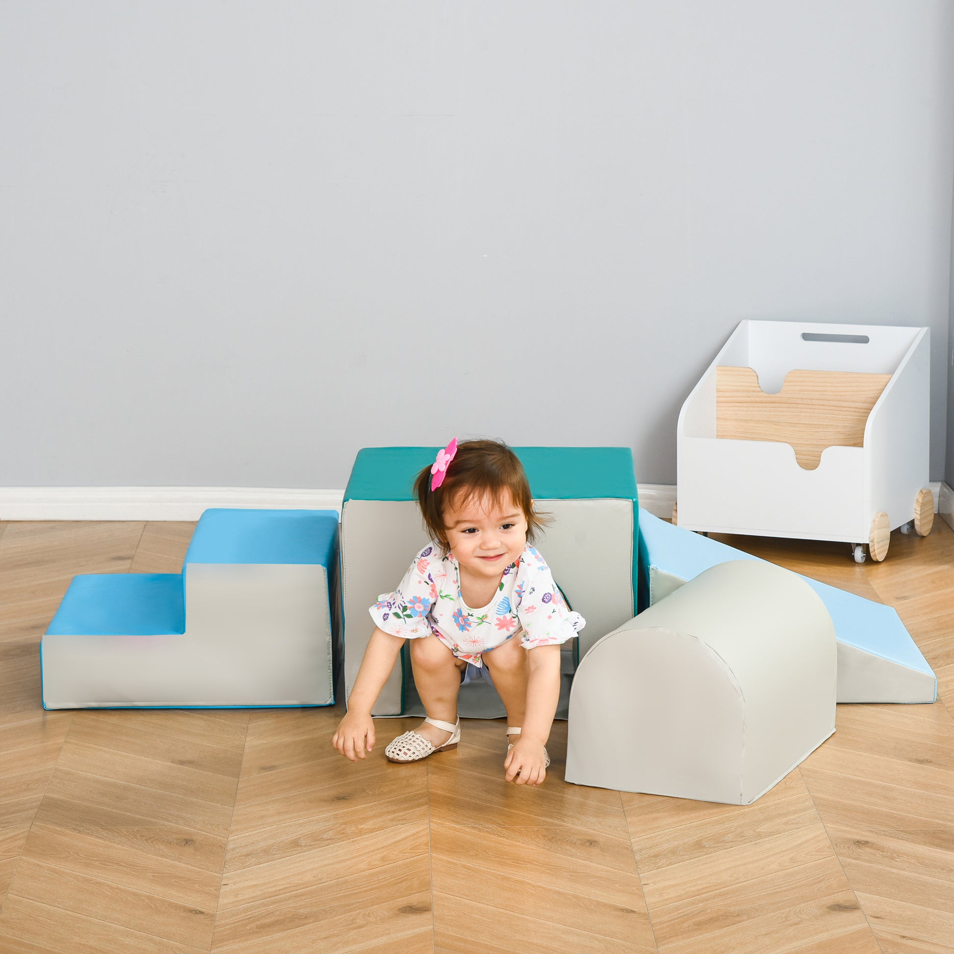 Qaba Foam Climbing Blocks for Toddlers, Kids Modular Play Set for Baby Children, Soft Play Equipment for Crawling Slidin