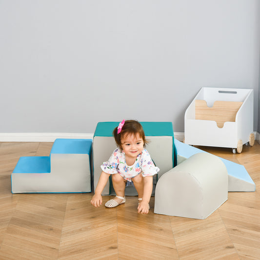 Qaba Foam Climbing Blocks for Toddlers, Kids Modular Play Set for Baby Children, Soft Play Equipment for Crawling Slidin