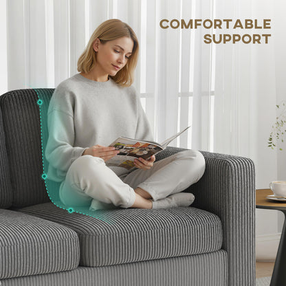 Sectional Sofa, L Shaped Couch, with Changeable Chaise or Ottoman, Dark Grey