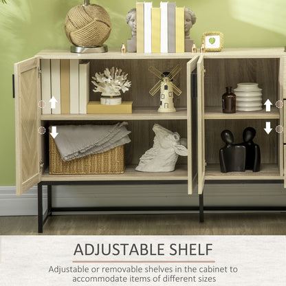 Buffet Cabinet, Coffee Bar Cabinet with Drawers and Adjustable Shelves, Oak