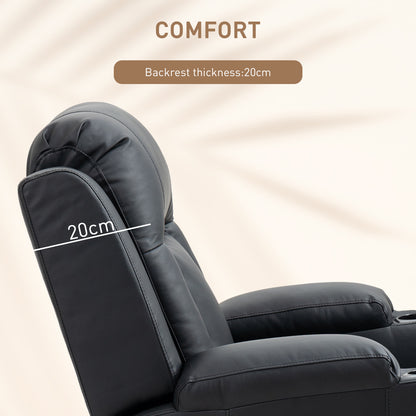 Swivel Massage Recliner Chair Rocker, Overstuffed Manual Reclining Sofa, PU Leather Rocking Chair with Side Pockets, Cup