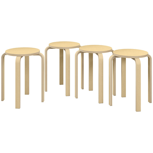 Round Stackable Chairs Set of 4, 18-Inch Backless Stacking Stools for Kitchen, Dining Room, Office, Outdoors