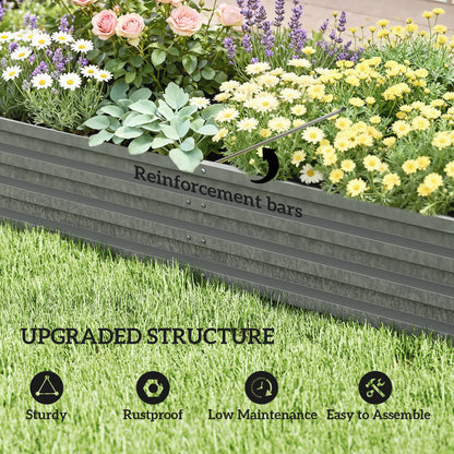L-Shaped Raised Garden Bed, 82" x 109" x 12" Galvanized Steel Planter Box with Multi-reinforced Rods for Vegetables, Flo