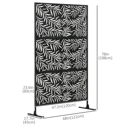 Metal Outdoor Privacy Screen, Decorative Outdoor Divider with Stand and Expansion Screws, Freestanding Privacy Panel for