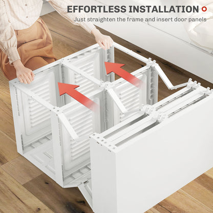 Portable Wardrobe, Foldable Storage Organzier with 8 Compartments, Magnet Doors, White