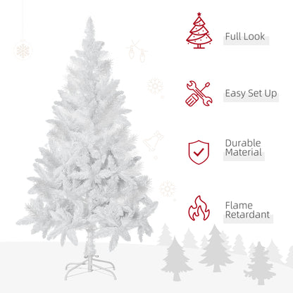 5ft Artificial Christmas Tree with Pine Realistic Branches, Auto Open, for Indoor Decoration, White