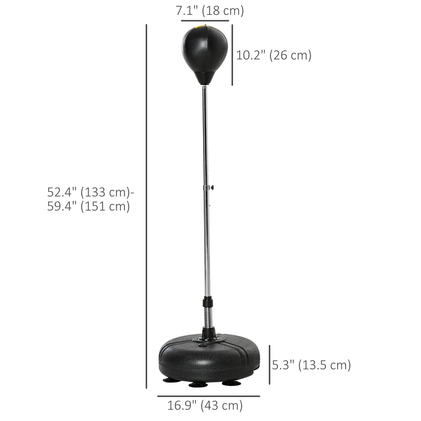 Soozier Reflex Bag with Stand, Freestanding Punching Bag Set with Speedball and Gloves, 52.4" -59.4" Adjustable Height f