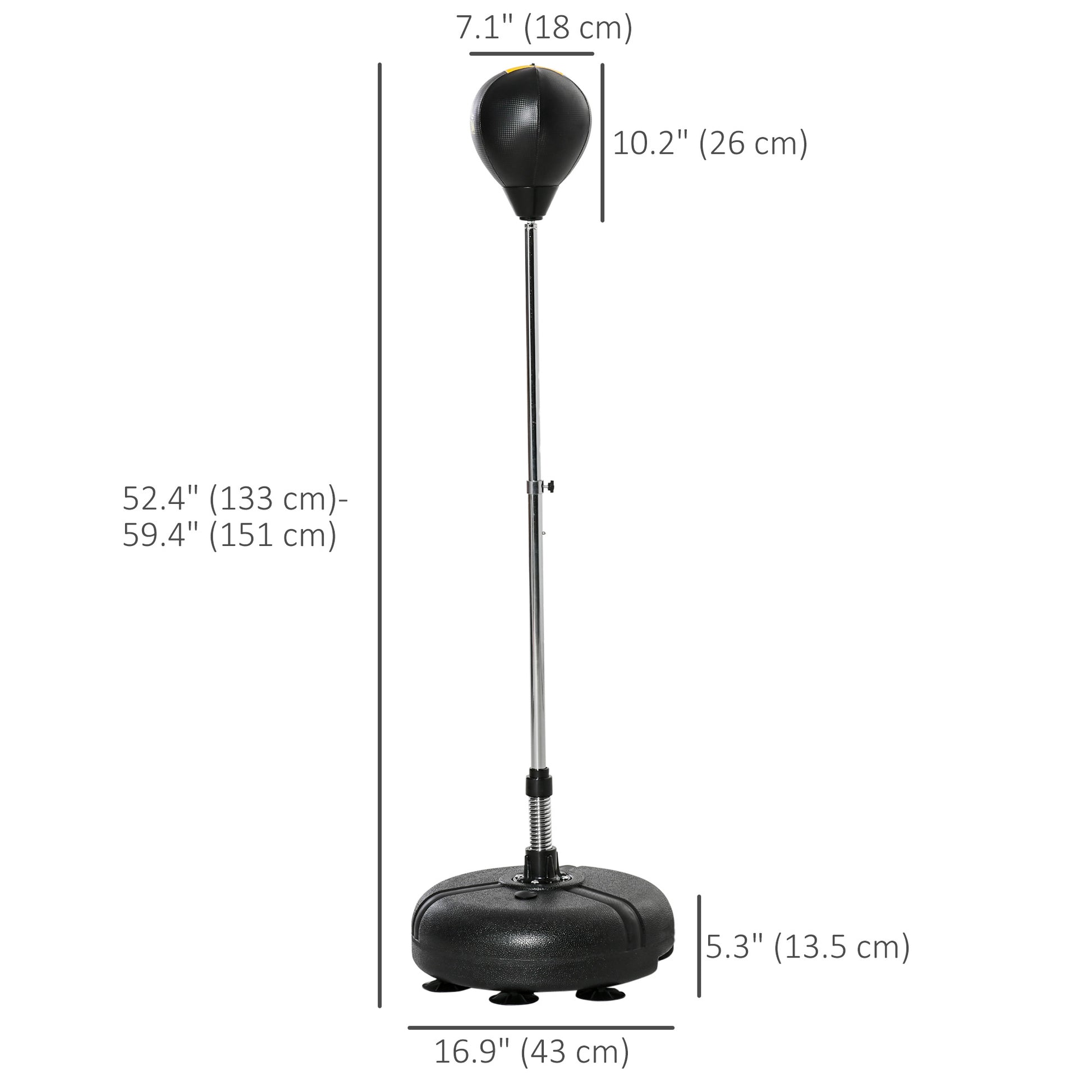 Soozier Reflex Bag with Stand, Freestanding Punching Bag Set with Speedball and Gloves, 52.4" -59.4" Adjustable Height f