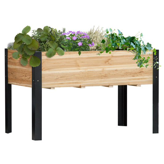 Raised Garden Bed, Elevated Planter Box, 47"x24"x29" with Legs, Metal Frame, Wooden Planter Pot for Backyard, Patio to G