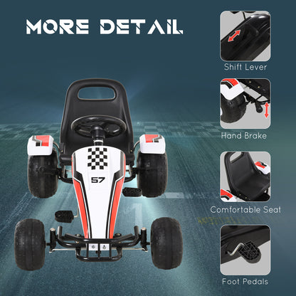 VarietyKart Kids Pedal Go Kart Children Racing Style Ride on Car with Adjustable Seat, Plastic Wheels, Handbrake and Shi