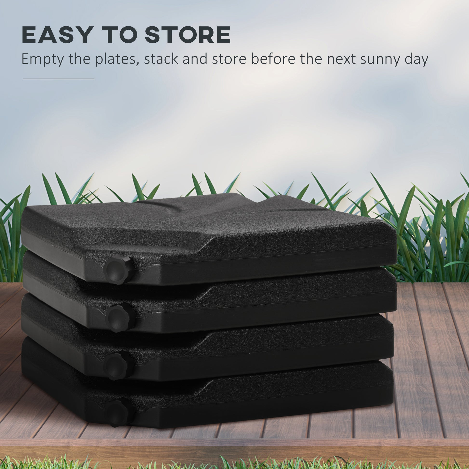 4 Piece Umbrella Base Stand Cantilever Offset Patio Umbrella Weight Plates w/ U Locking, 123 lb Capacity Water or 158 lb