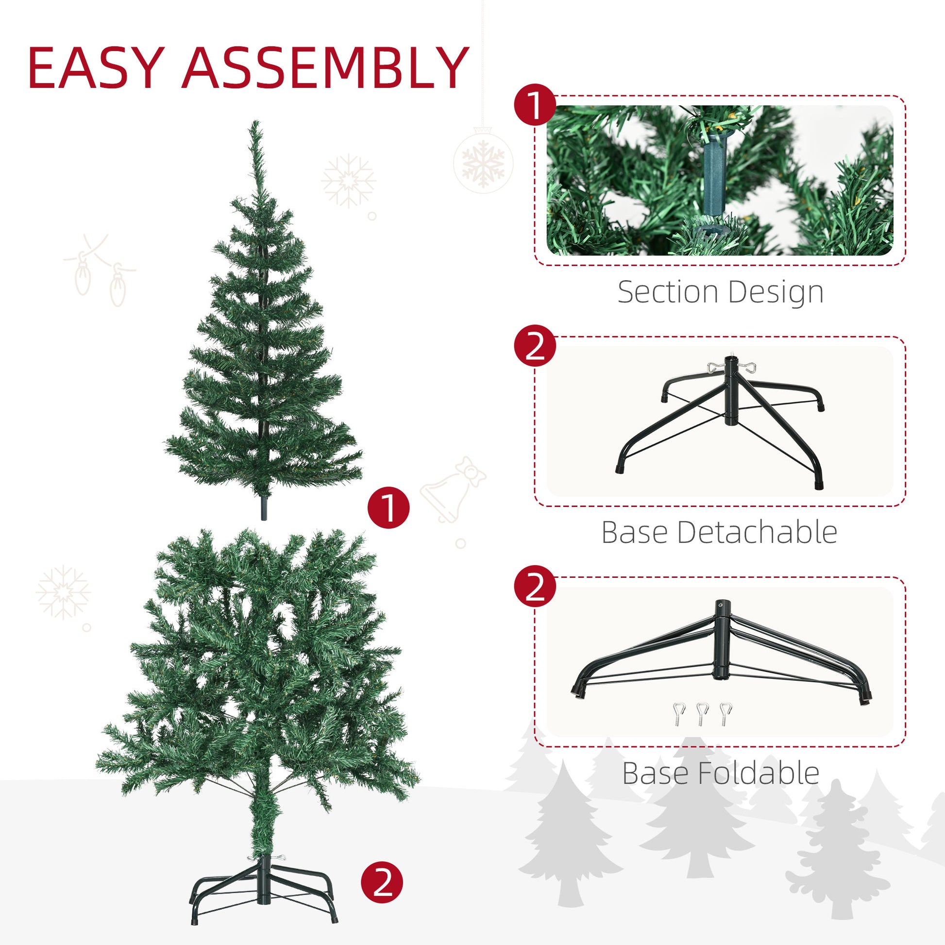 4.9ft Green Christmas Tree Artificial Xmas Holidays Party with Decoration Ornament