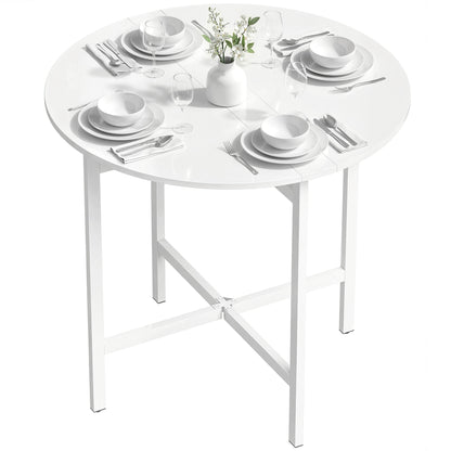 Drop Leaf Table, Folding Dining Table for Small Spaces 80 cm, White