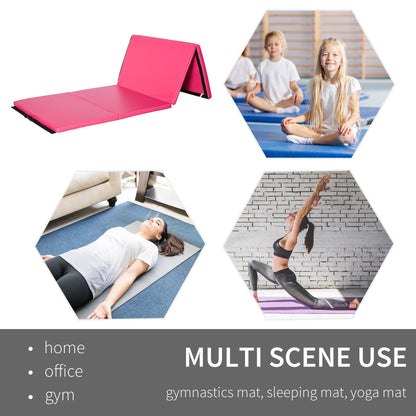 Soozier 4'x10'x2'' Folding Gymnastics Tumbling Mat, Exercise Mat with Carrying Handles for Yoga, MMA, Martial Arts, Pink