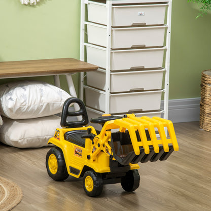 VarietyKart Ride On Excavator Toy No Power Digger with Realistic Sound Grabber Storage, for 2-4 Years Old, 32.7"x10.6"x1