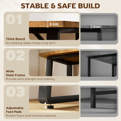 71 Inch Computer Desk, Home Office Desk, Simple Study Writing Table with Adjustable Feet, Modern Style, Brown