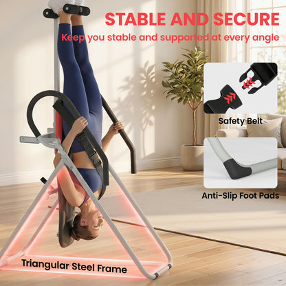 Soozier Inversion Table, Heavy Duty Folding Inversion Table with Adjustable Ankle Lock and Safety Belt for Pain Relief T
