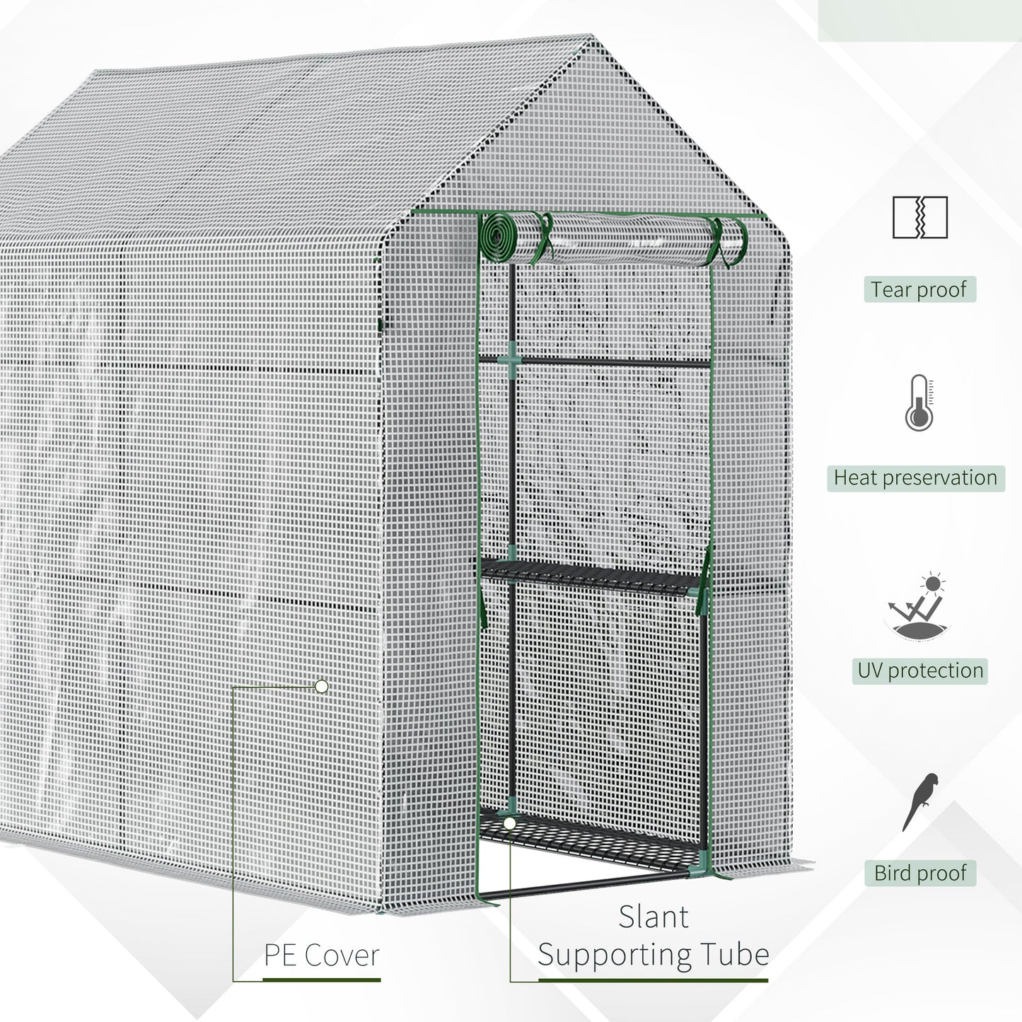 73" x 47" x 75" Walk-in Greenhouse Outdoor Portable Plant Flower Growth Warm House Garden Tunnel Shed with Roll-up Door 